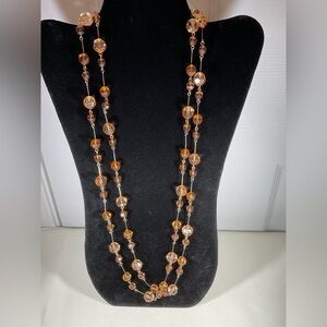 Joan Rivers Necklace Faceted Amber Bead 29” Long Single Strand
